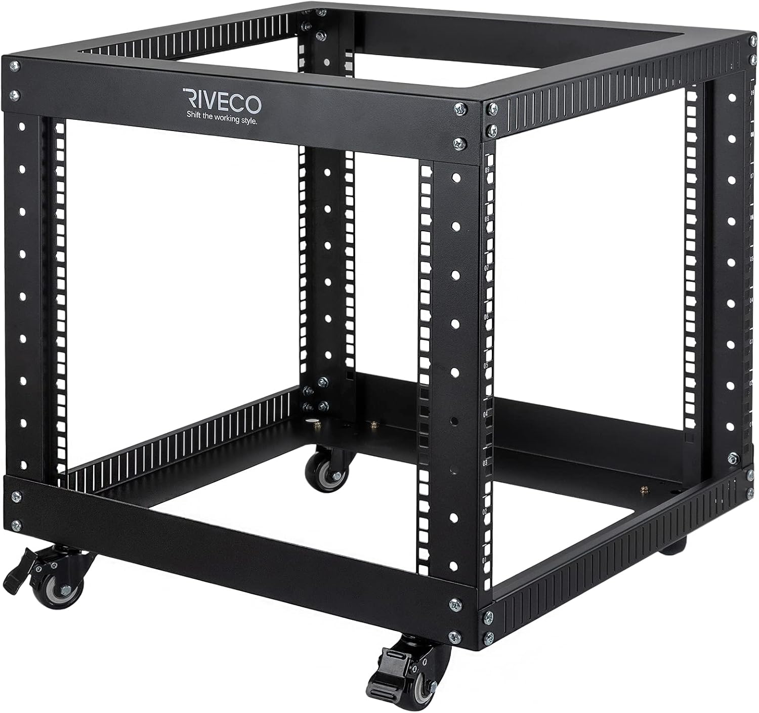 9U Open Frame Server Rack with Casters Black Q82983