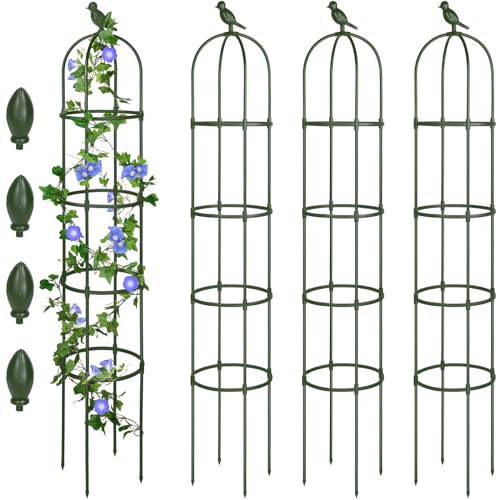 White 4 Pack 6 ft Metal Garden Obelisk Trellis T697