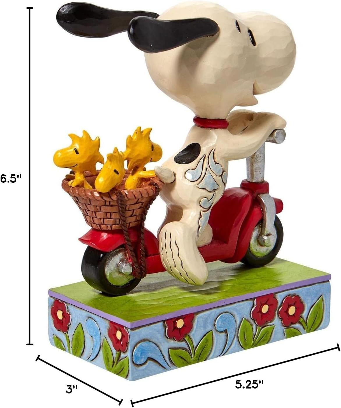 6.5 Inch Multicolor Snoopy and Woodstock Riding a Scooter Figurine S836