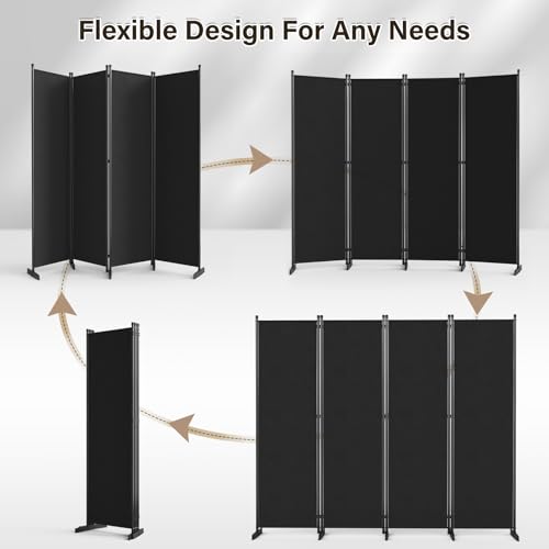 Black 4 Panel Room Divider X382920