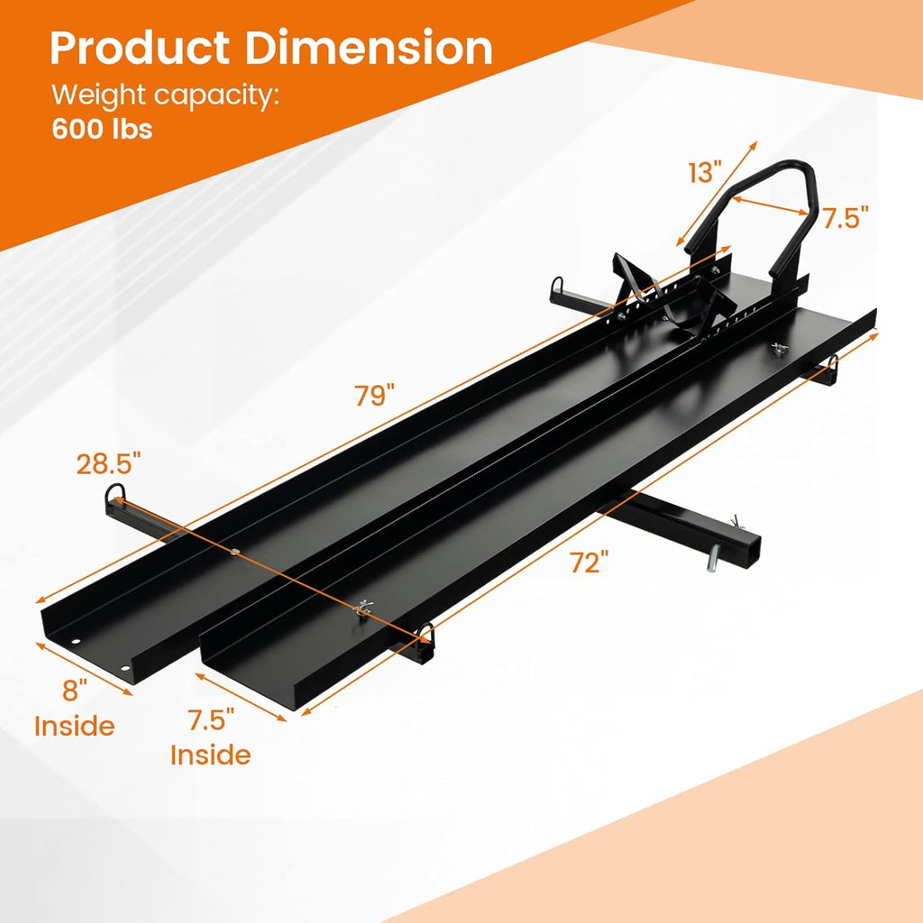 Heavy Duty Steel Motorcycle Carrier with Loading Ramp, Wheel Chock & 2 Straps K184