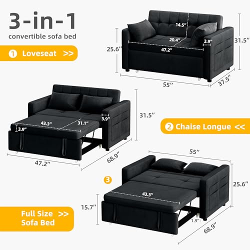 Grey Velvet Full Size Futon Sleeper N75910