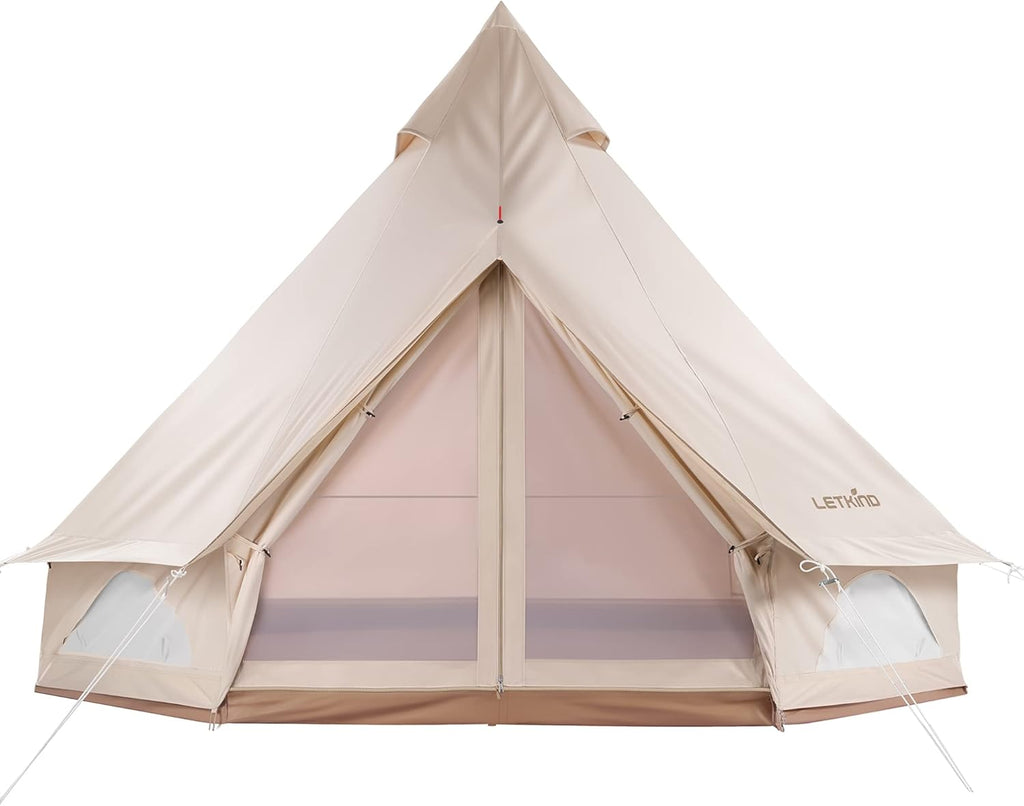 Canvas Tent with Stove Jack, 4 Season Waterproof Cotton Bell Tent B109749