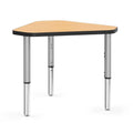 Jewel Shaped Classroom Student Desk, Fusion Maple Laminate Top, Adjustable Height, Black Edge and Silver Legs C946415
