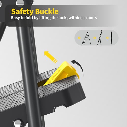 5 Step Folding Steel Ladder with Handrails D155