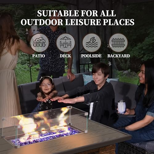 Propane Fire Pit Table with Glass Wind Guard and Lid Z2133