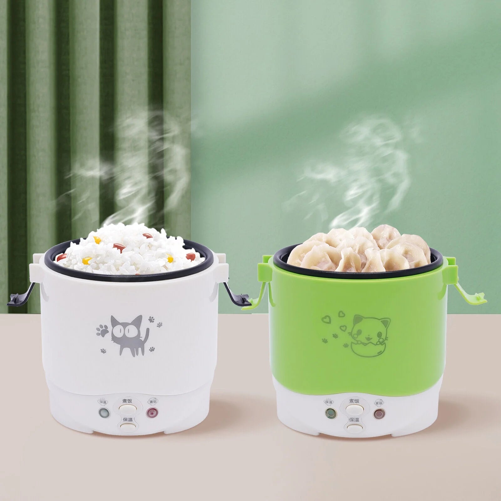 White/Green 12V Electric Rice Cooker Y920
