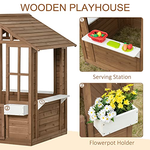 White 47" x 38" x 54" Wooden Playhouse J465005