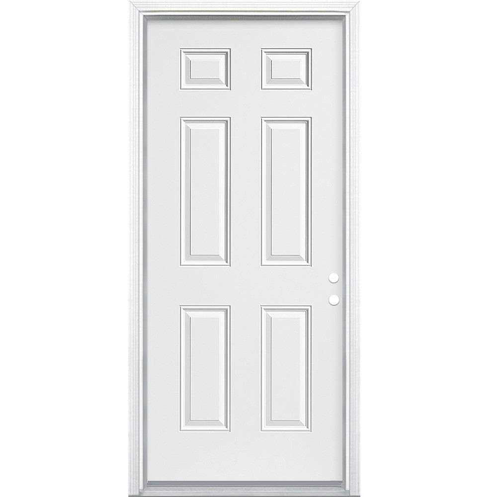36-in x 80-in Steel Left-Hand Inswing Prehung Single Front Door with Brickmould Insulating Core K290