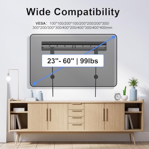 Studless TV Wall Mount for 23-60 Inch TVs up to 99 lbs, Low Profile Drywall TV Bracket with Max VESA 400x400mm R78226
