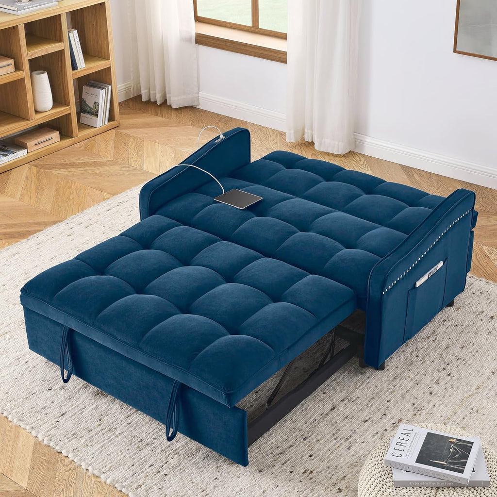 3 in 1 Convertible Sleeper Sofa Couch with Pull Out Bed D56010