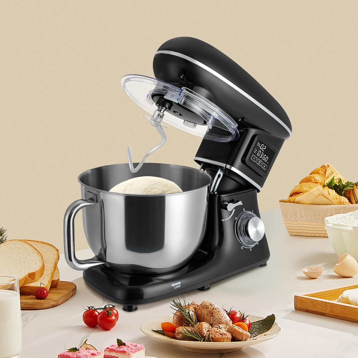 6.5QT 1350W 6 Speed Tilt-Head Electric Kitchen Mixer E8641