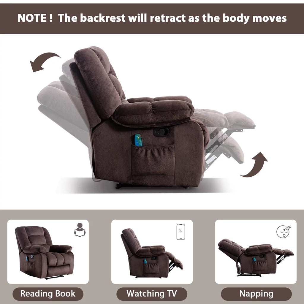 Brown Fabric Manual Recliner Chair N6620