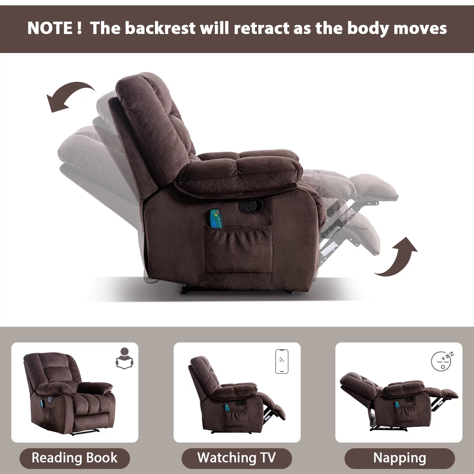Brown Fabric Manual Recliner Chair N6620