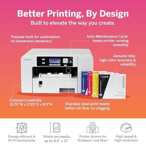 Sublimation Printer Bundle with 31mL Inks & Paper C8737