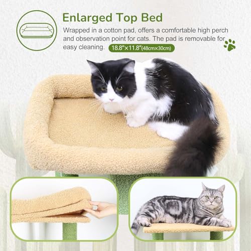 Beige 53inch Plush Cat Tree Tower with Scratching Post Q831
