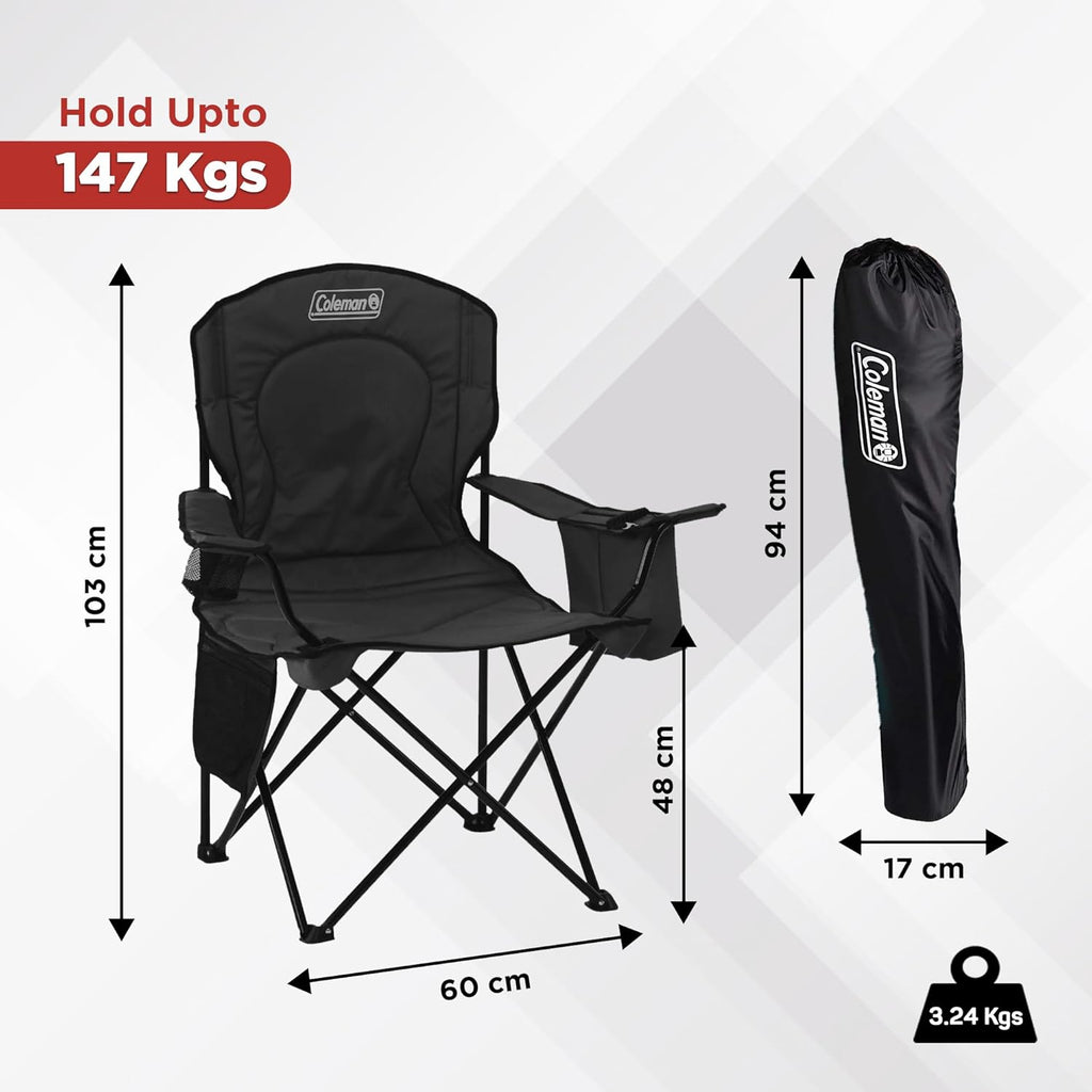 4/6 Person Dark Room Camping Tent with Screened Porch, Folding Beach Chair with Built in Drinks Cooler K35581