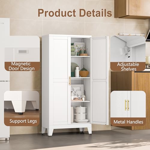 Black Metal Storage Cabinet with 3 Adjustable Shelves T959875