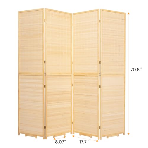 5.6FT Brown Bamboo 4 Panel Room Divider D92290