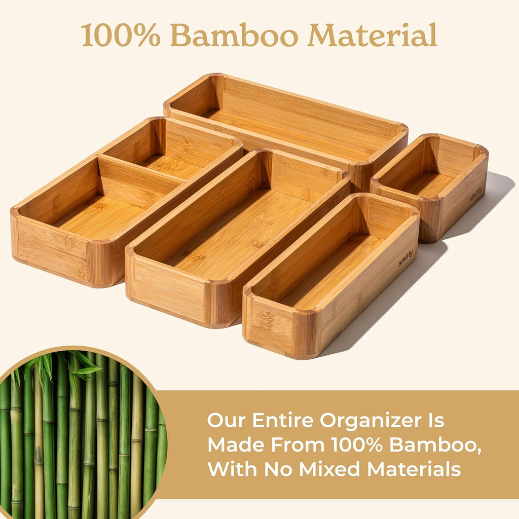 3-Piece Bamboo Kitchen Drawer Organizer Set H44961