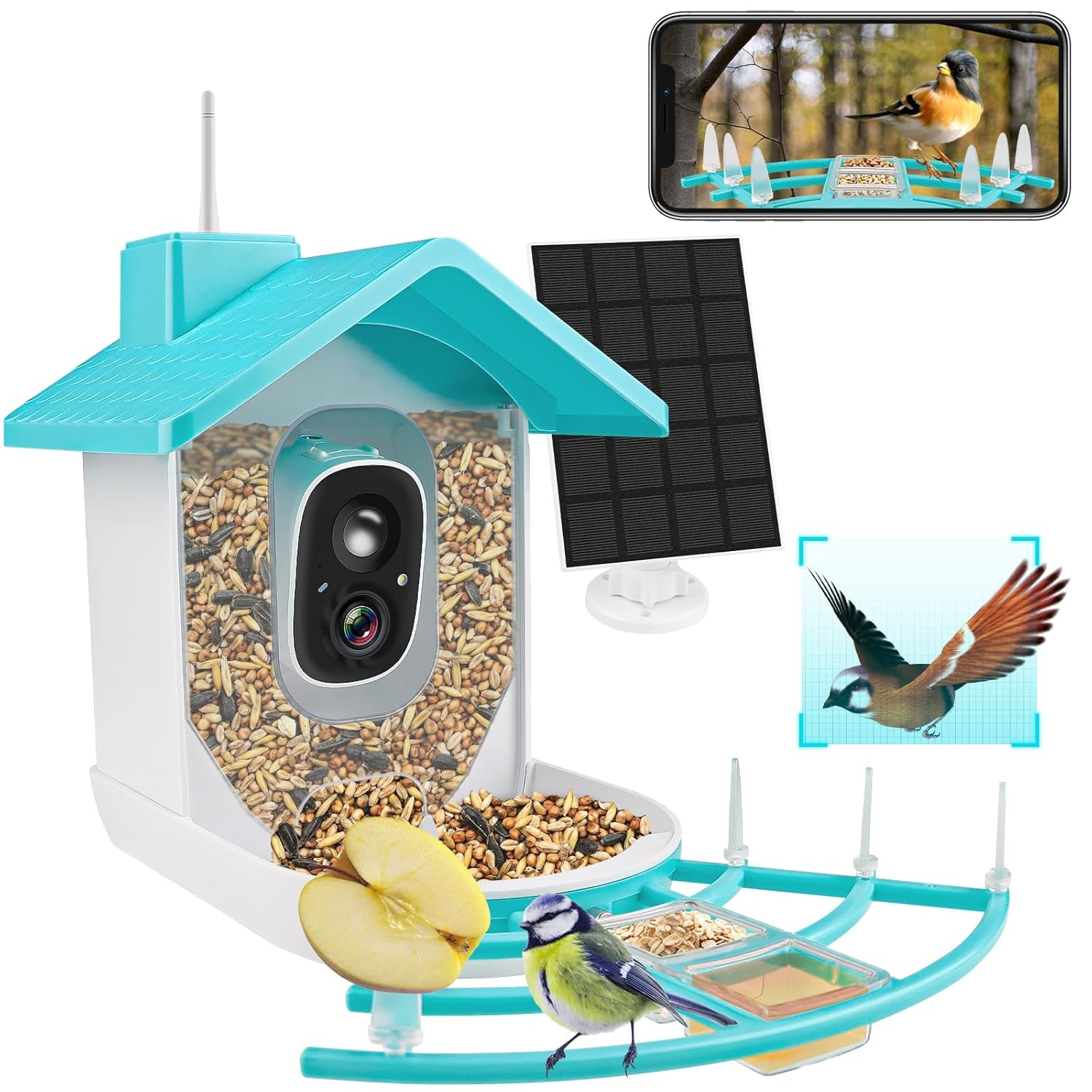 Smart Bird Feeder with Camera, Solar Powered Dual Charge 1080P HD Video AI Identify Bird Feeders L260428
