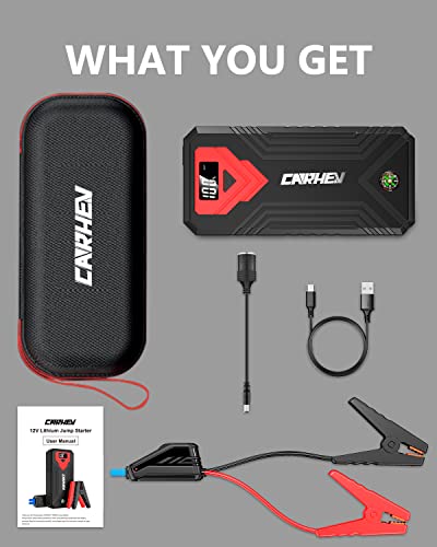 24000mAh 12V Jump Starter with LED Light and USB QC 3.0 F43905