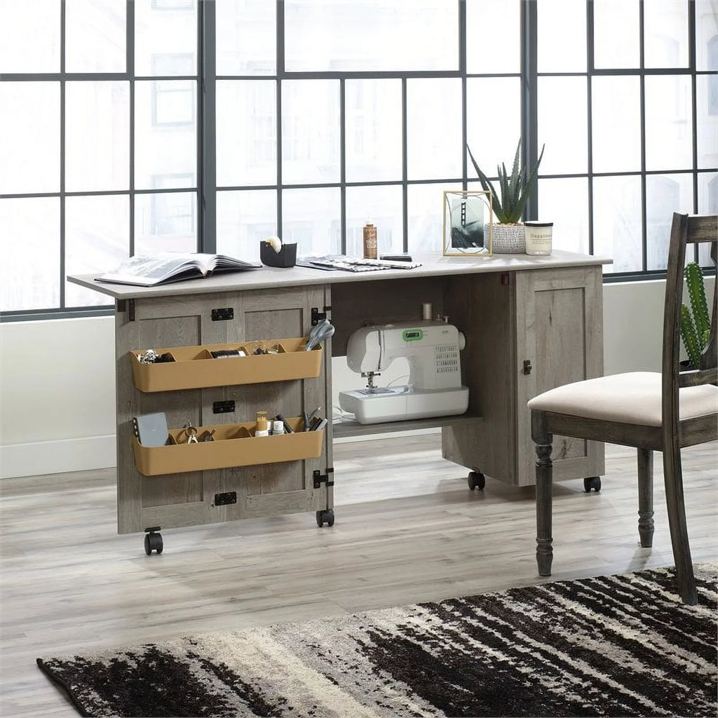 Contemporary Engineered Wood Sewing Craft Table in Oak Z629