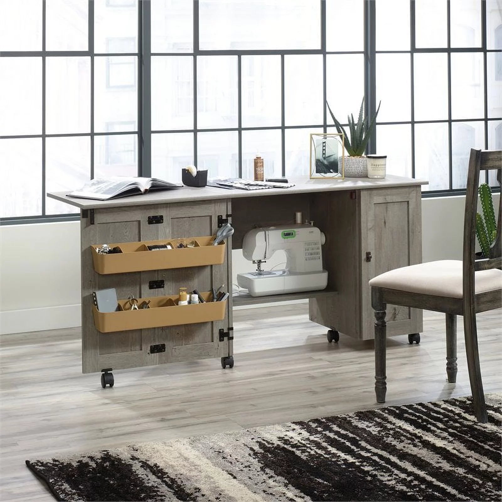 Contemporary Engineered Wood Sewing Craft Table in Oak Z629