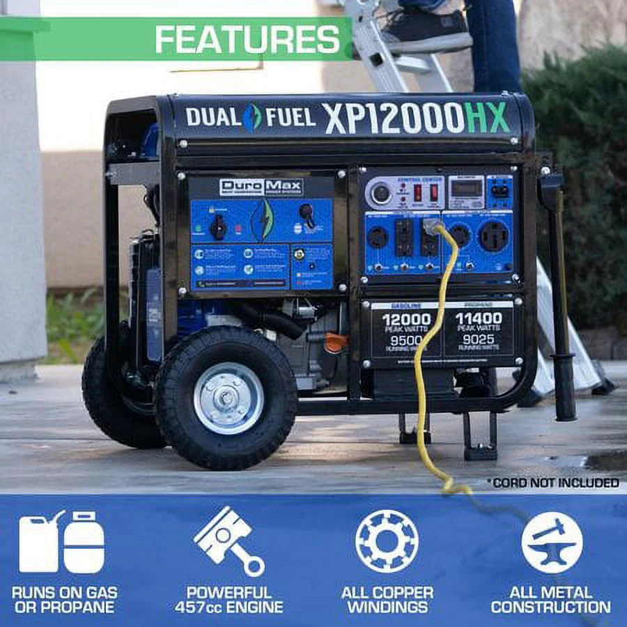 Dual Fuel Gas Propane Portable Generator 12,000 Watt W8657