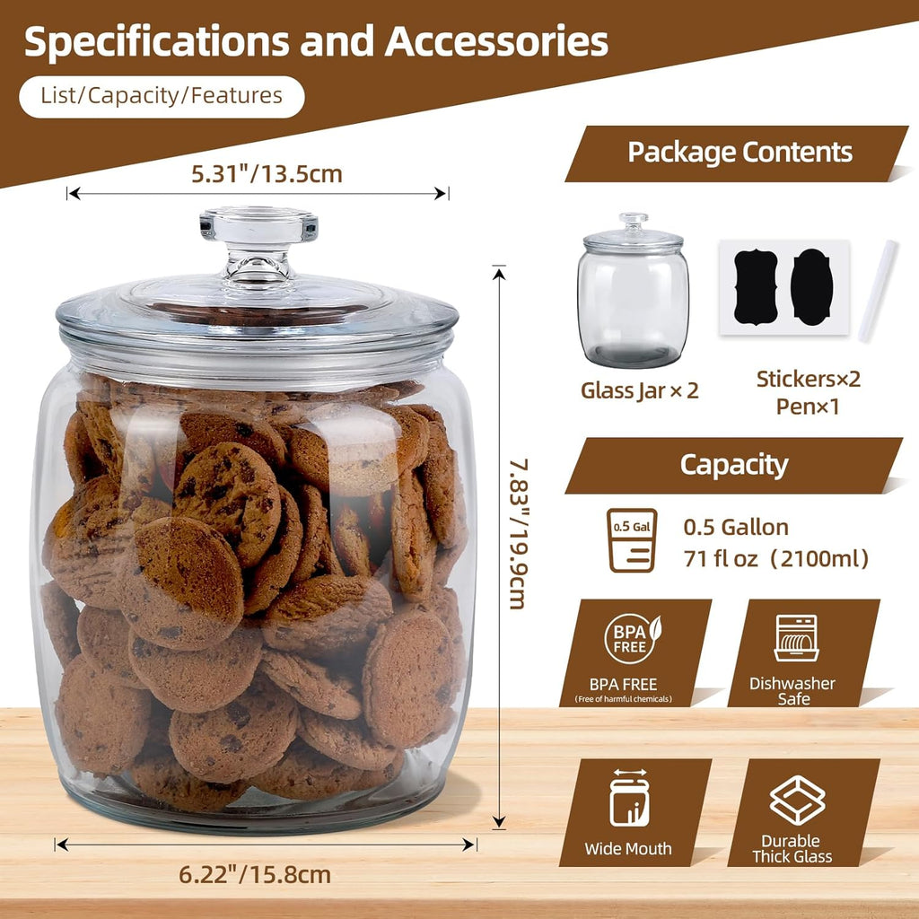 2 Pack 71 oz Glass Jar with Lid G4792