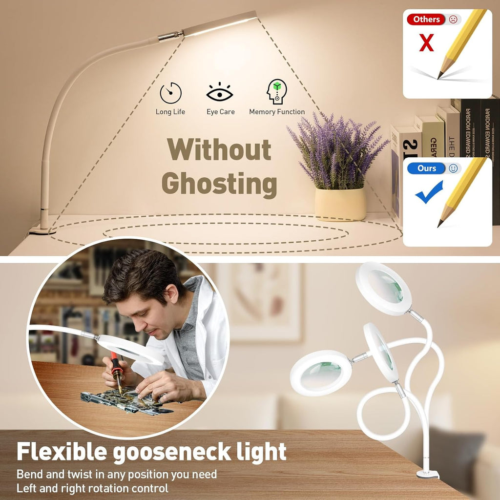 3 in1 Flexible Gooseneck Magnifying Floor Lamp with Light and Stand B778