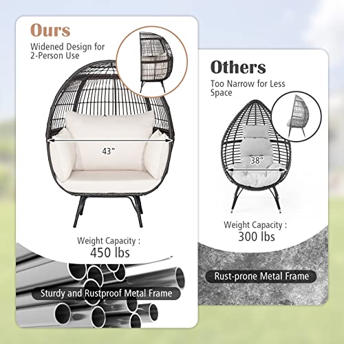 Oversized PE Rattan Egg Chair with Metal Stand and 4 Cushions F41917