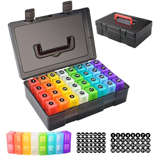 Black Monthly Pill Organizer 2 Times a Day 30 Day with Travel Case P410953