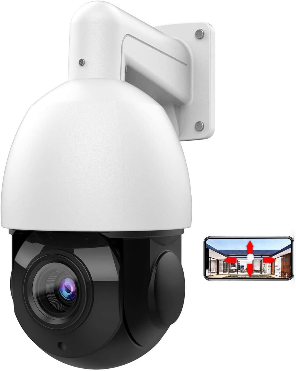 4K 8MP PTZ PoE IP Camera Dome, 18X Optical Zoom, 165ft IR Night Vision, IP66 F2483