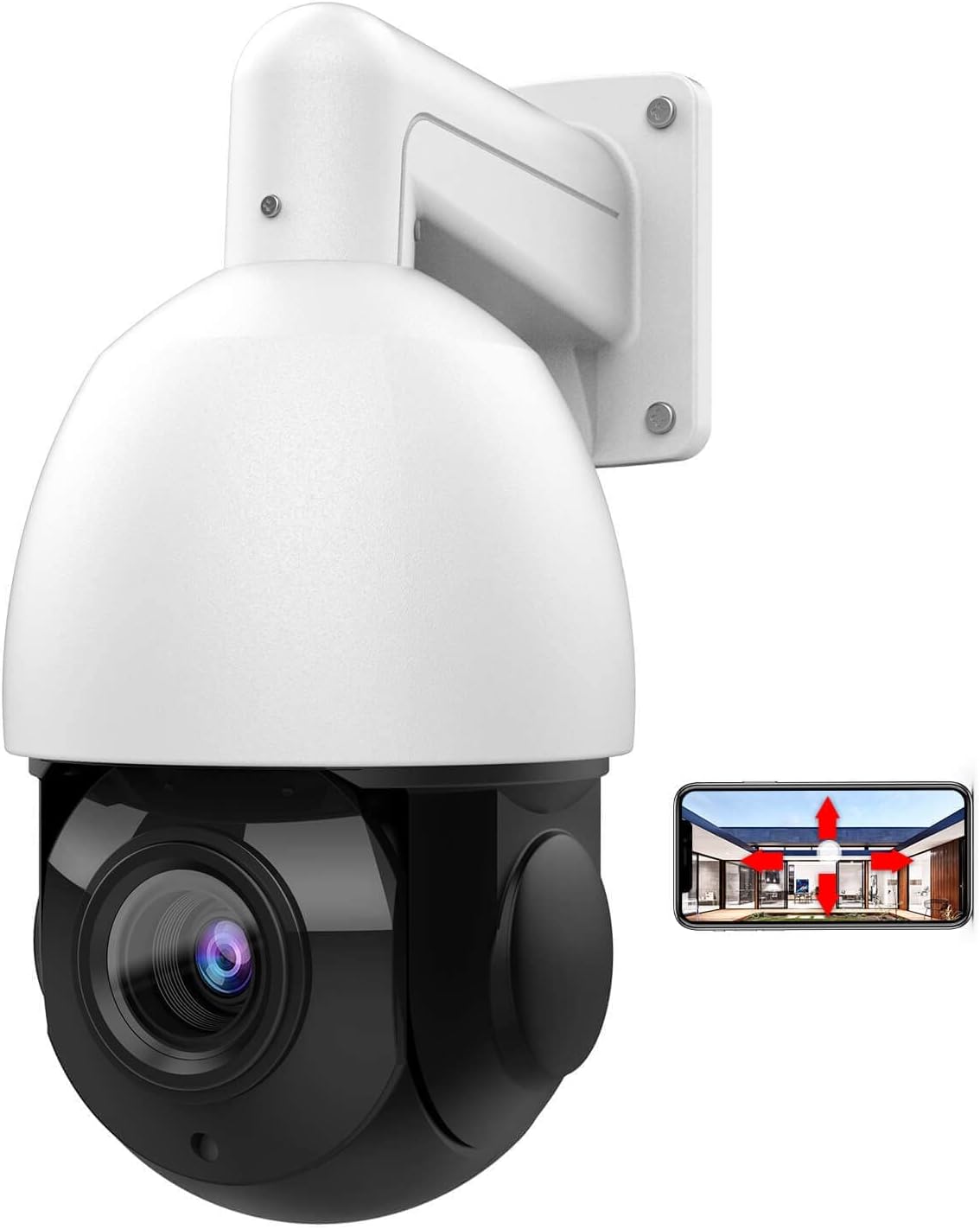 4K 8MP PTZ PoE IP Camera Dome, 18X Optical Zoom, 165ft IR Night Vision, IP66 F2483
