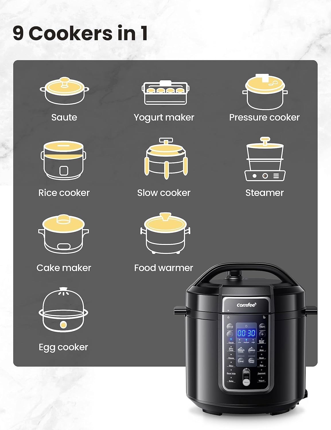 6 Quart Black Electric Pressure Cooker D4853