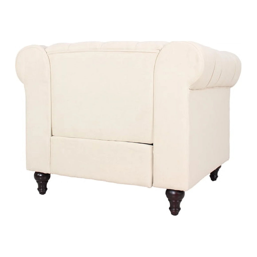 3 Piece Living Room Set with Loveseat and Two Accent Chairs in Cream Y544