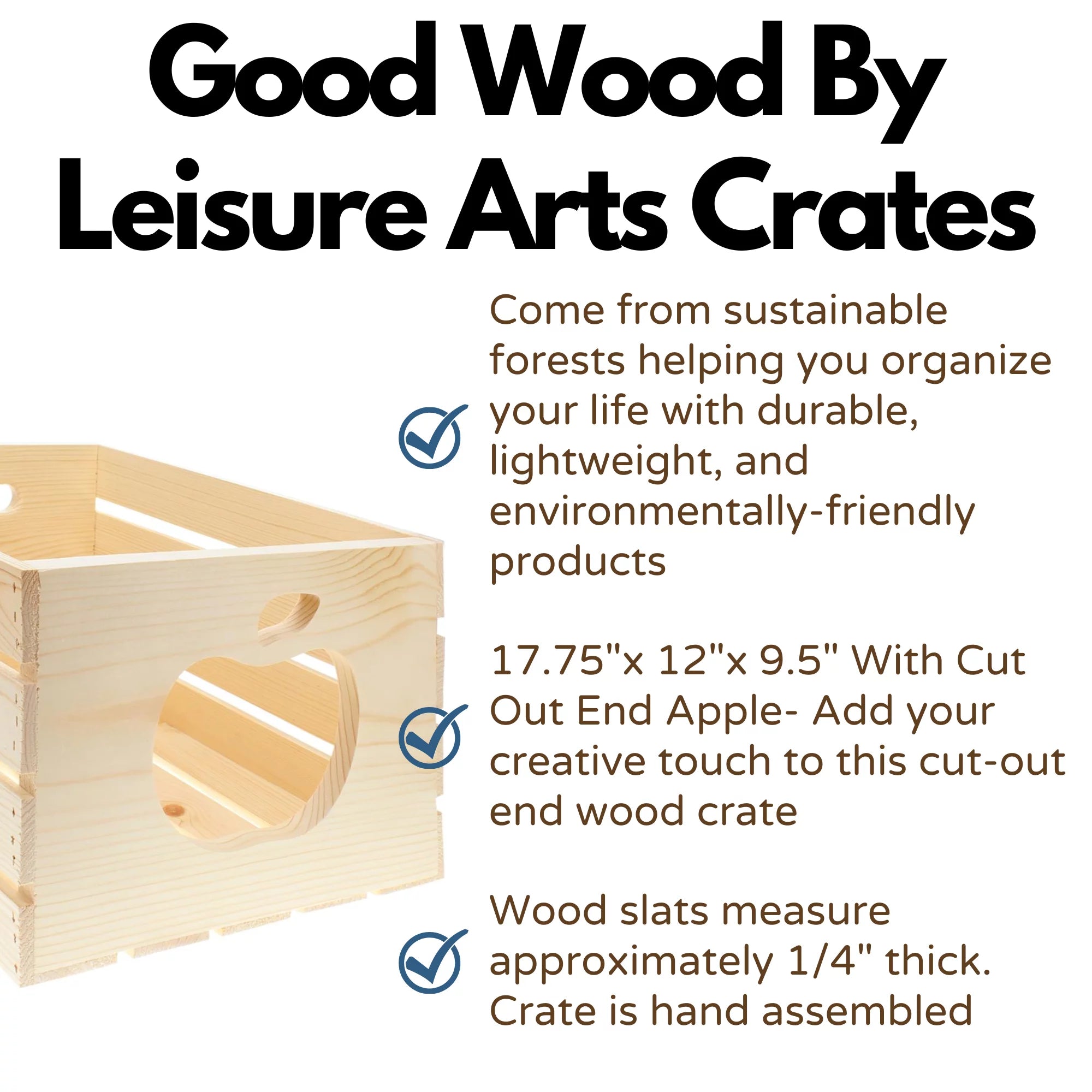 Wooden Crate with apple cutout, Pine, 17.75" x 12" x 9.5" D820