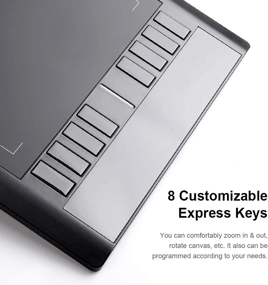 10 x 6 inch Graphic Drawing Tablet with 8 Hot Keys, Battery-Free Stylus 8192 Pen Pressure, Pack of 2 F923