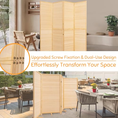 5.6FT Brown Bamboo 4 Panel Room Divider D92290
