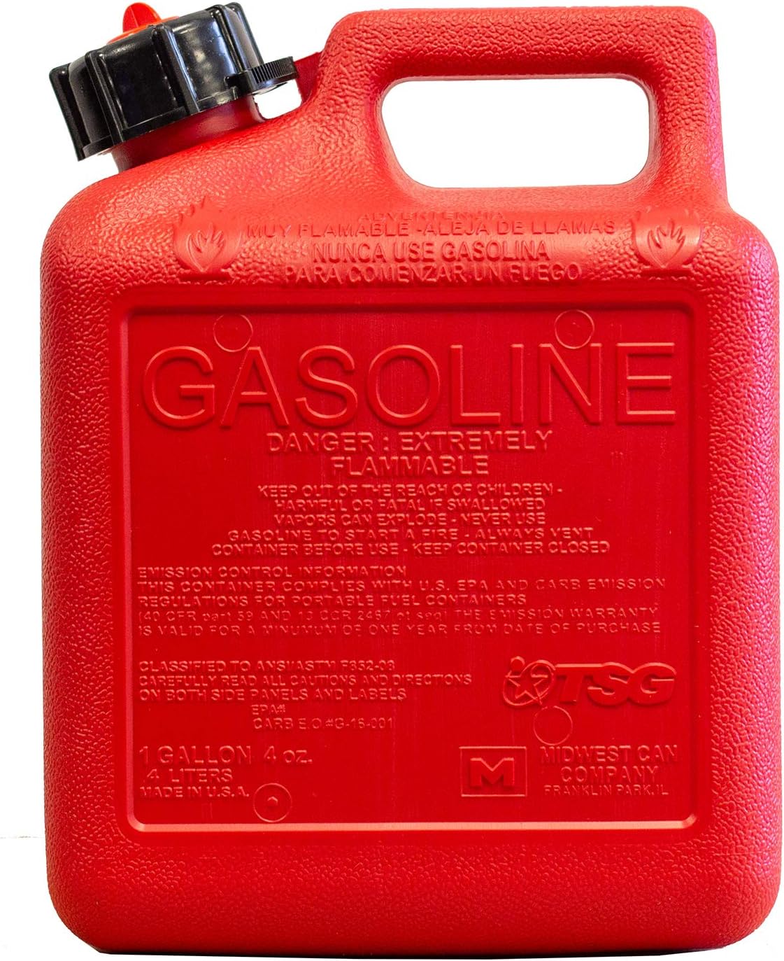 1 Gallon Gasoline Can with Auto Shut Off Spout X1415