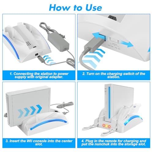 Wii Charging Dock Station with 2 Pcs Rechargeable Battery W669