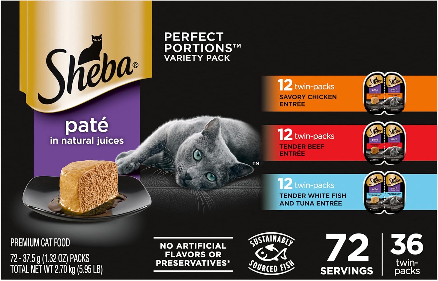 Paté Wet Cat Food Trays, 36 Count, 72 Servings M6398