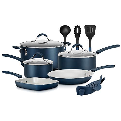14-Piece Non-Stick Blue Kitchen Cookware Set V1031