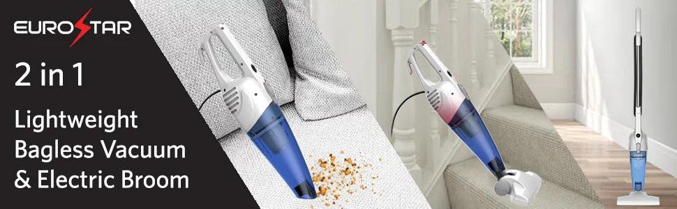 2 in 1 Lightweight Bagless Vacuum & Electric Broom (Blue) B410353
