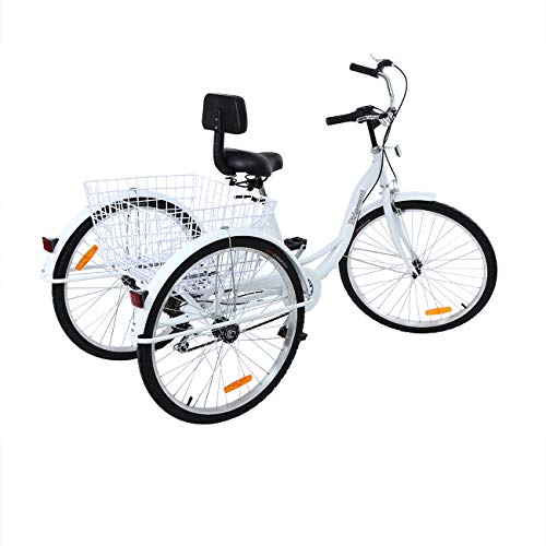 24 Inch 26 Inch 3-Wheel Adult Tricycle with Shopping Basket U386609
