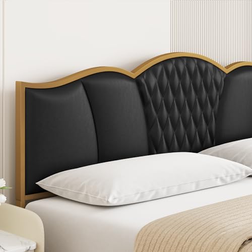 King Faux Leather Platform Bed Frame with Headboard R24364