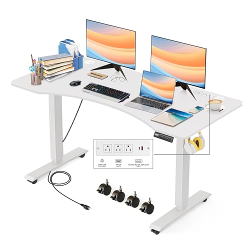 55'' x 24'' Electric Adjustable Height Sit Stand Desk with Charging Station (Oak) O6843