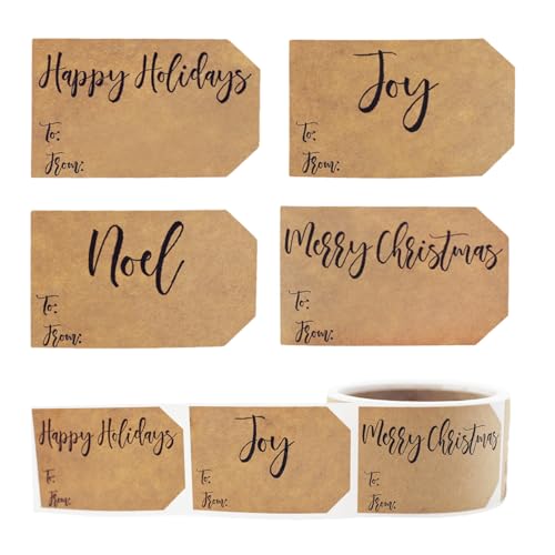 Natural Kraft Christmas Gift Tag Stickers 2 x 3 Inch 100 Labels O4589