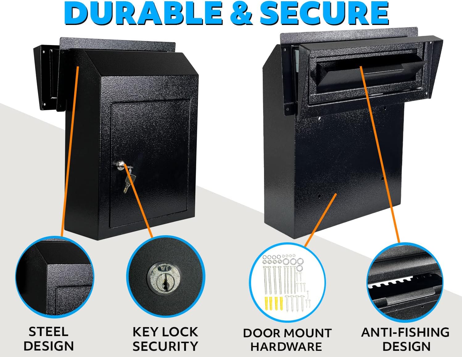 Black Galvanized Steel Mailbox Drop Box F838871